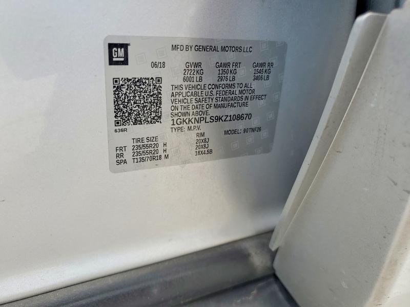 Продаж на аукціоні авто 2019 Gmc Acadia, vin: 1GKKNPLS9KZ108670, номер лоту: 58793006