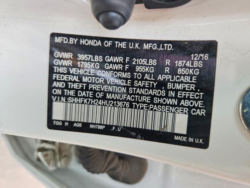 Продаж на аукціоні авто 2017 Honda Civic, vin: SHHFK7H24HU213676, номер лоту: 56496516