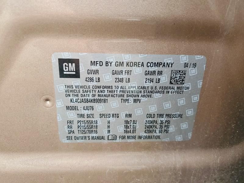 Aukcja sprzedaży 2019 Buick Encore, vin: KL4CJASB4KB909181, numer aukcji: 56417986
