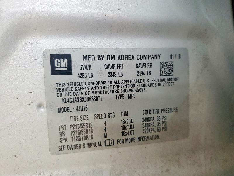 Aukcja sprzedaży 2018 Buick Encore, vin: KL4CJASBXJB633071, numer aukcji: 58991746