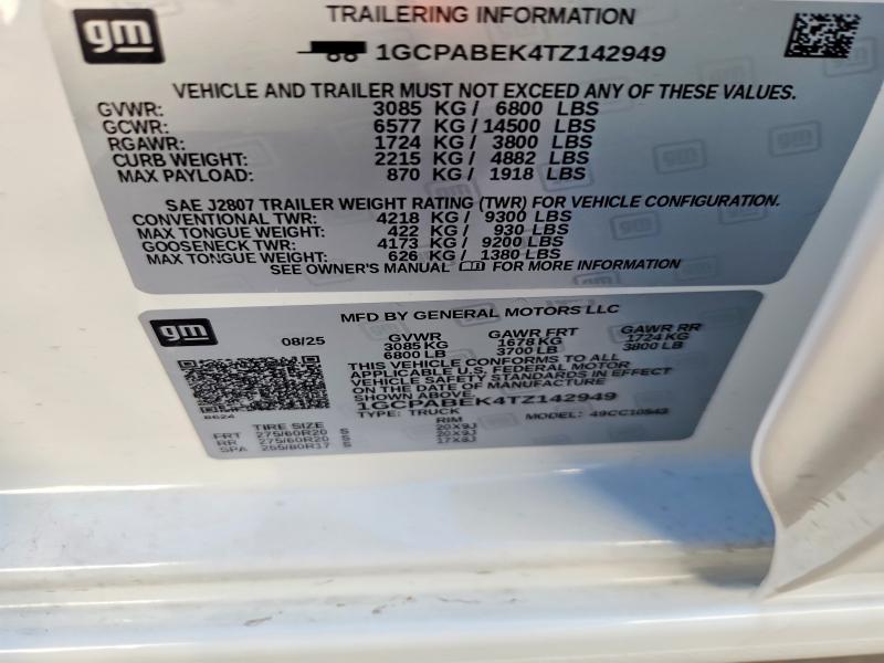 Продаж на аукціоні авто 2026 Chevrolet Silverado, vin: 1GCPABEK4TZ142949, номер лоту: 55530876