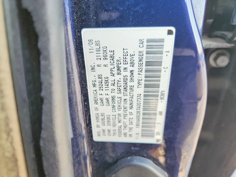 2007 Acura Tl მანქანა იყიდება აუქციონზე, vin: 19UUA66287A007374, აუქციონის ნომერი: 56776486