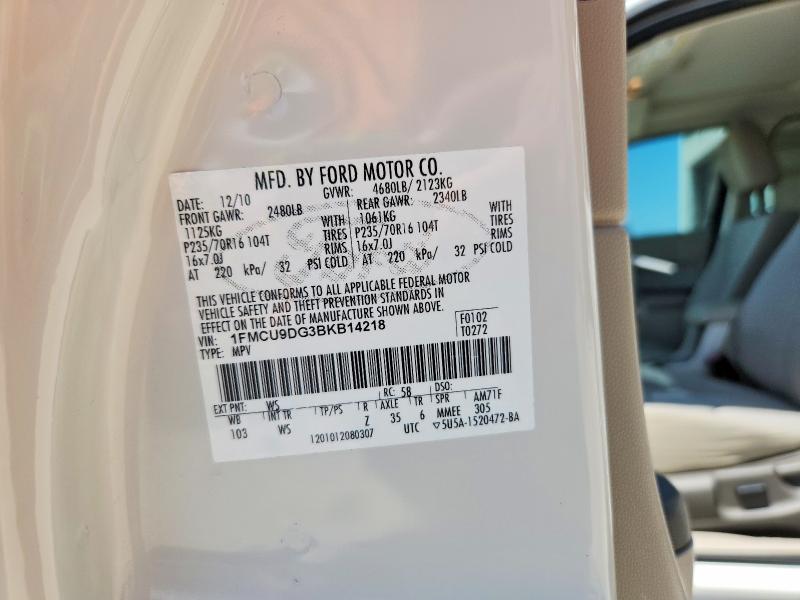 Продаж на аукціоні авто 2011 Ford Escape, vin: 1FMCU9DG3BKB14218, номер лоту: 58613106