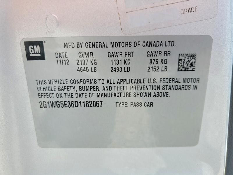 2013 Chevrolet Impala მანქანა იყიდება აუქციონზე, vin: 2G1WG5E36D1182067, აუქციონის ნომერი: 58111336