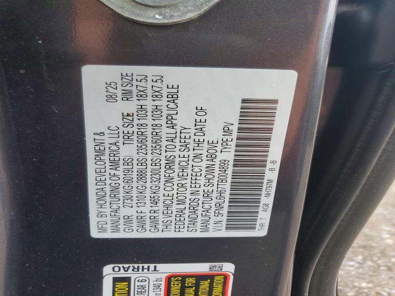 Продаж на аукціоні авто 2026 Honda Odyssey, vin: 5FNRL6H67TB004899, номер лоту: 58452356