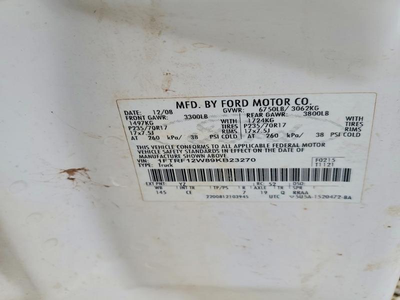 Продажа на аукционе авто 2009 Ford F150, vin: 1FTRF12W89KB23270, номер лота: 85975255