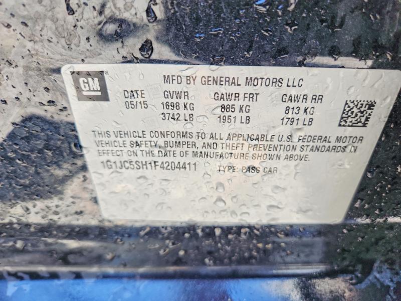 Продаж на аукціоні авто 2015 Chevrolet Sonic, vin: 1G1JC5SH1F4204411, номер лоту: 55748916