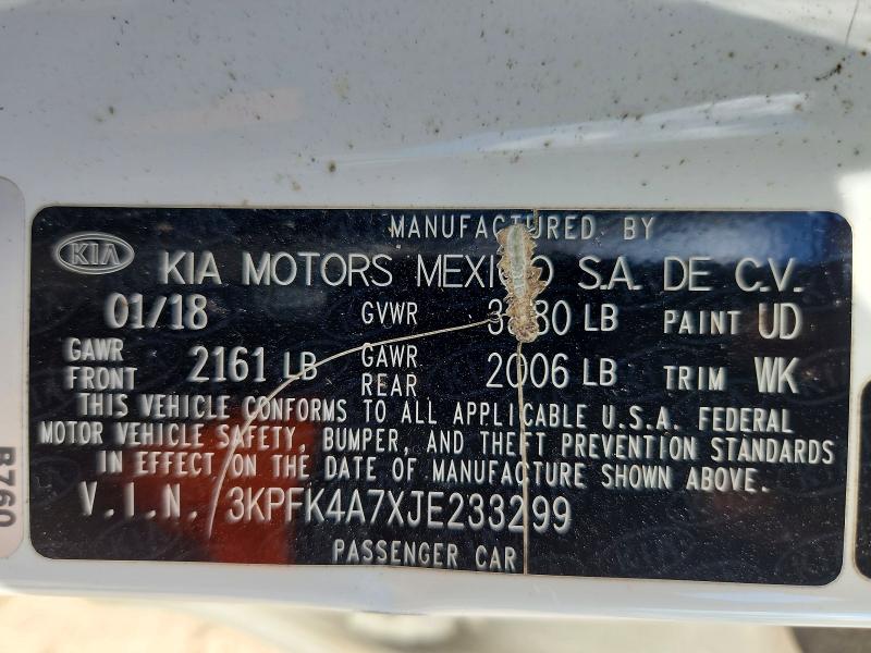 Aukcja sprzedaży 2018 Kia Forte, vin: 3KPFK4A7XJE233299, numer aukcji: 59011736