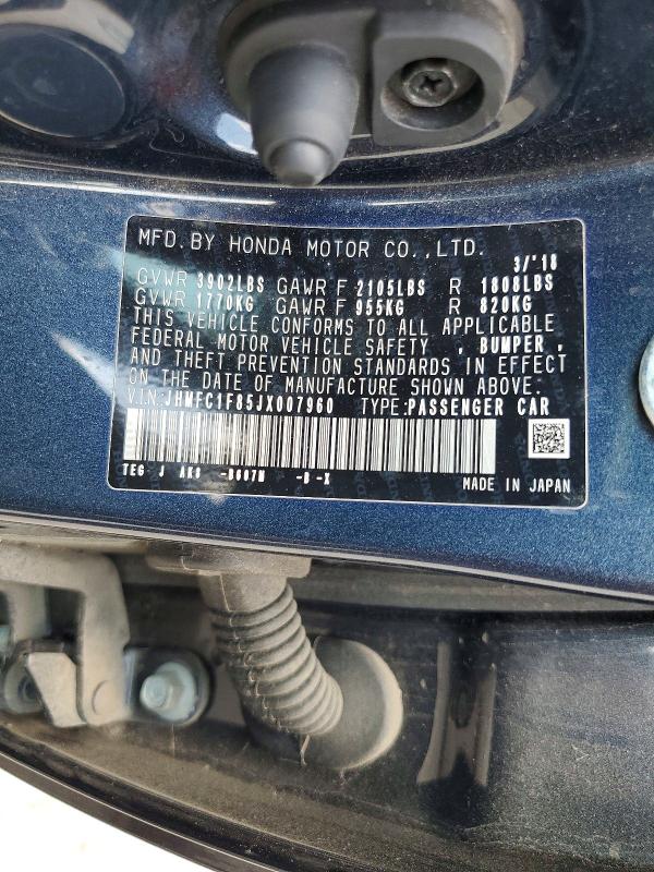 Aukcja sprzedaży 2018 Honda Civic, vin: JHMFC1F85JX007960, numer aukcji: 85634045