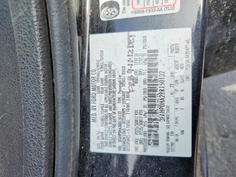 2011 Ford Fusion მანქანა იყიდება აუქციონზე, vin: 3FAHP0HA2BR150132, აუქციონის ნომერი: 59147016