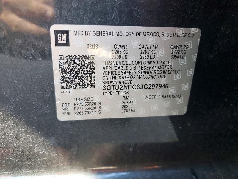 Продажа на аукционе авто 2018 Gmc Sierra, vin: 3GTU2NEC6JG297946, номер лота: 57487796