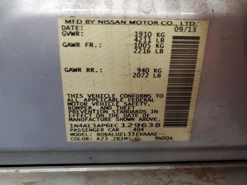 Aukcja sprzedaży 2014 Nissan Altima, vin: 1N4AL3AP6EC129638, numer aukcji: 58395356