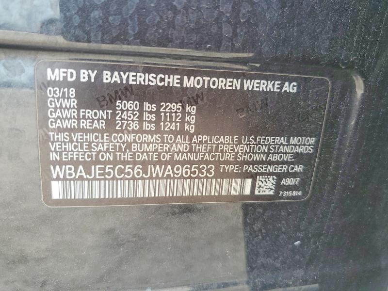 Aukcja sprzedaży 2018 Bmw 540, vin: WBAJE5C56JWA96533, numer aukcji: 56230406