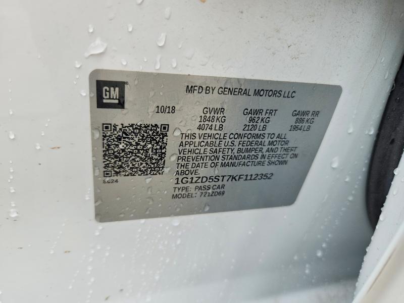 Aukcja sprzedaży 2019 Chevrolet Malibu, vin: 1G1ZD5ST7KF112352, numer aukcji: 53241756