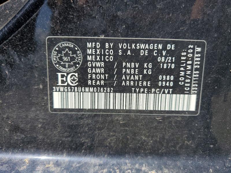 Продажа на аукционе авто 2021 Volkswagen Jetta, vin: 3VWG57BU6MM076282, номер лота: 57358376