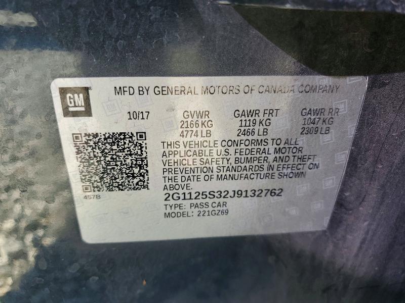 2018 Chevrolet Impala მანქანა იყიდება აუქციონზე, vin: 2G1125S32J9132762, აუქციონის ნომერი: 58330486