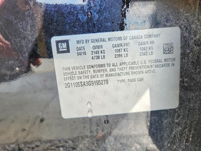 Aukcja sprzedaży 2016 Chevrolet Impala, vin: 2G1105SA3G9195270, numer aukcji: 57955066