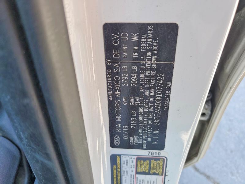 Продаж на аукціоні авто 2019 Kia Forte, vin: 3KPF24AD3KE077422, номер лоту: 55609506