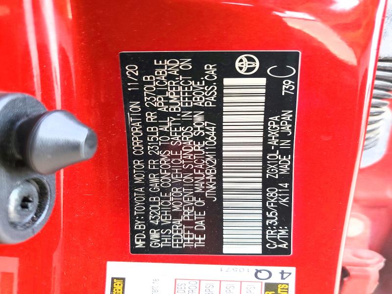 58804946 :رقم المزاد ، JTNKHMBX2M1106447 vin ، 2021 Toyota C-hr مزاد بيع