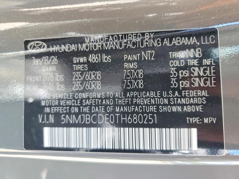 Продажа на аукционе авто 2026 Hyundai Tucson, vin: 5NMJBCDE0TH680251, номер лота: 56684626