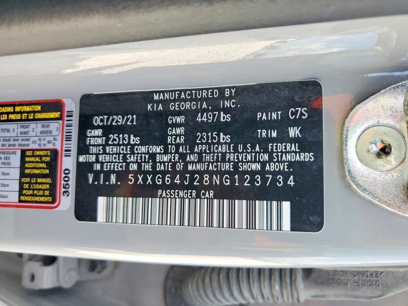 Продаж на аукціоні авто 2022 Kia K5, vin: 5XXG64J28NG123734, номер лоту: 56998916