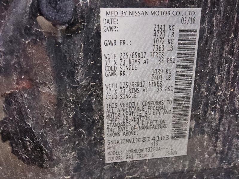 54940676 :رقم المزاد ، 5N1AT2MV1JC814103 vin ، 2018 Nissan Rogue مزاد بيع