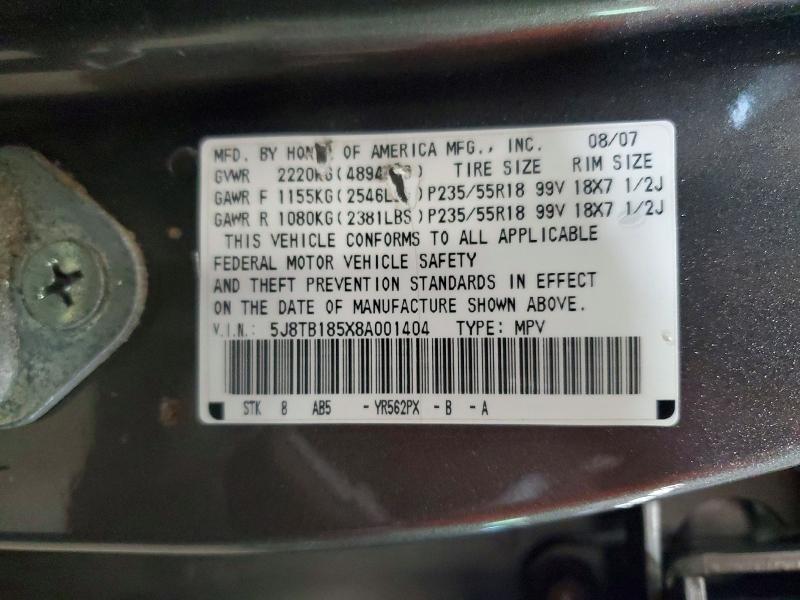 Aukcja sprzedaży 2008 Acura Rdx, vin: 5J8TB185X8A001404, numer aukcji: 57992766