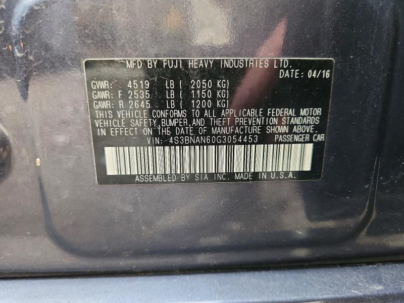 57921516 :رقم المزاد ، 4S3BNAN60G3054453 vin ، 2016 Subaru Legacy مزاد بيع