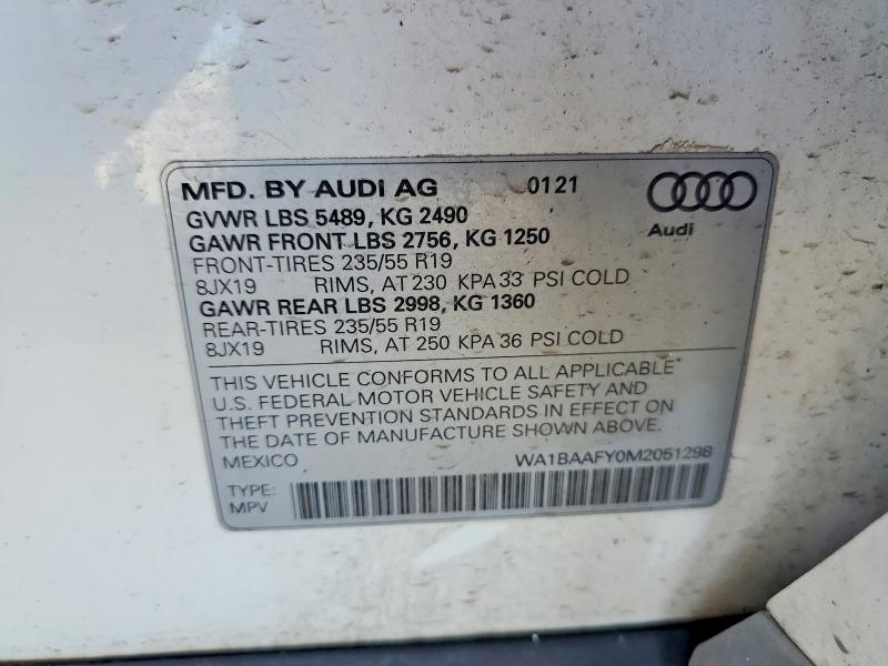 Продажа на аукционе авто 2021 Audi Q5, vin: WA1BAAFY0M2051298, номер лота: 55769806