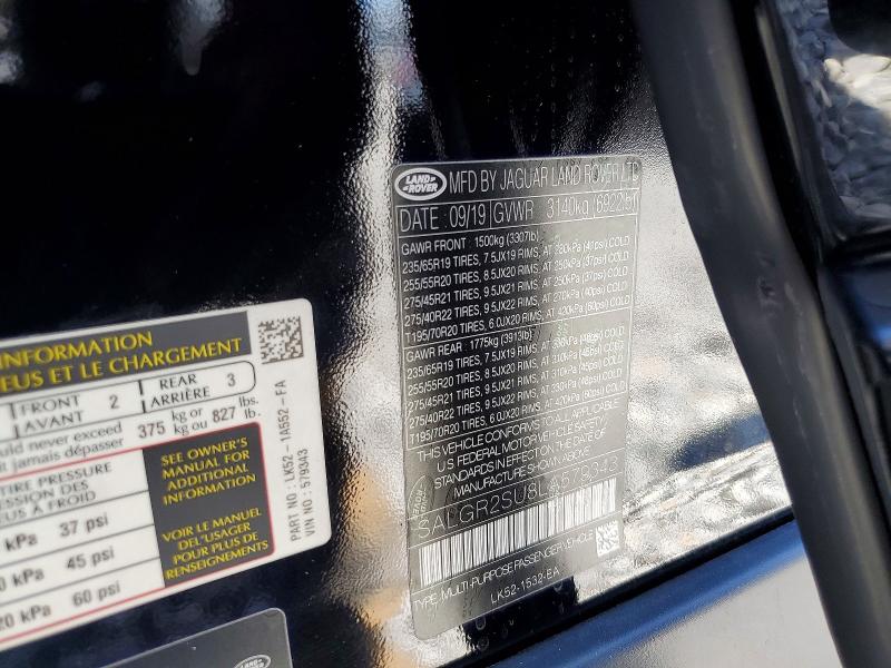Aukcja sprzedaży 2020 Land Rover Range Rover, vin: SALGR2SU8LA579343, numer aukcji: 57034456