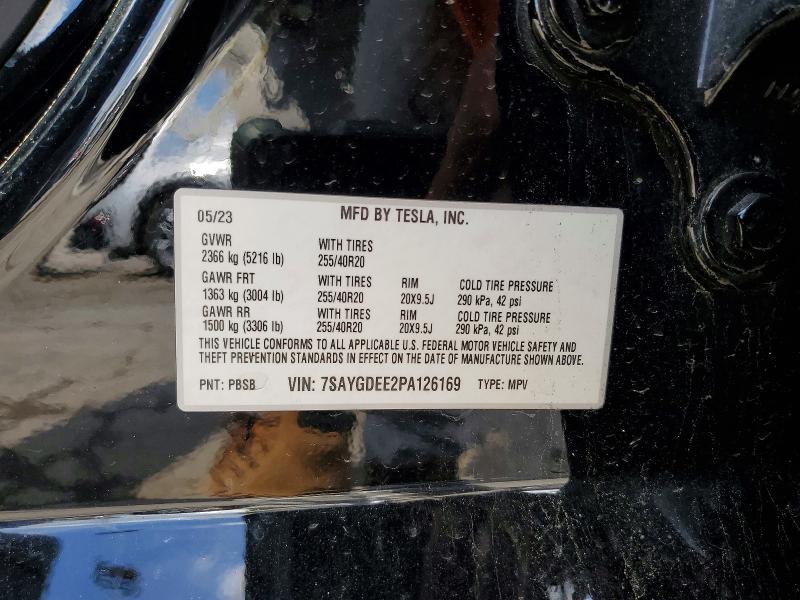 59172216 :رقم المزاد ، 7SAYGDEE2PA126169 vin ، 2023 Tesla Model Y مزاد بيع