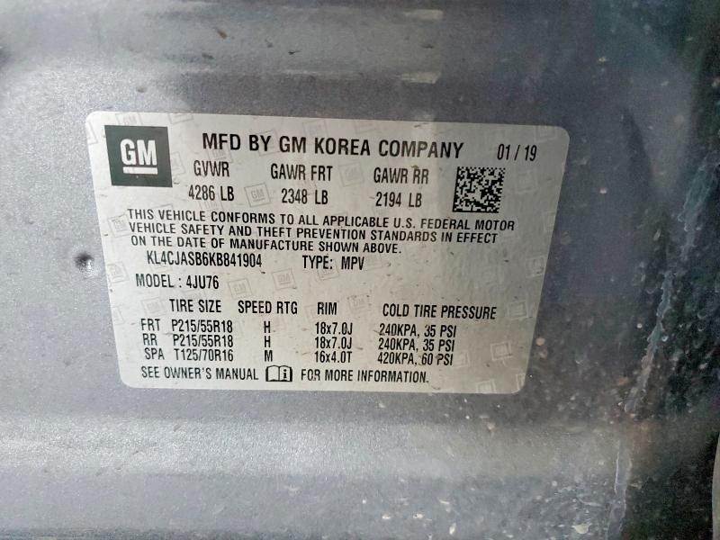 Aukcja sprzedaży 2019 Buick Encore, vin: KL4CJASB6KB841904, numer aukcji: 57020746