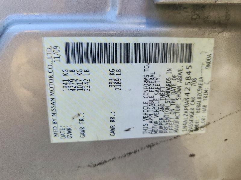 Продажа на аукционе авто 2010 Nissan Altima, vin: 1N4AL2AP0AN425845, номер лота: 58752256
