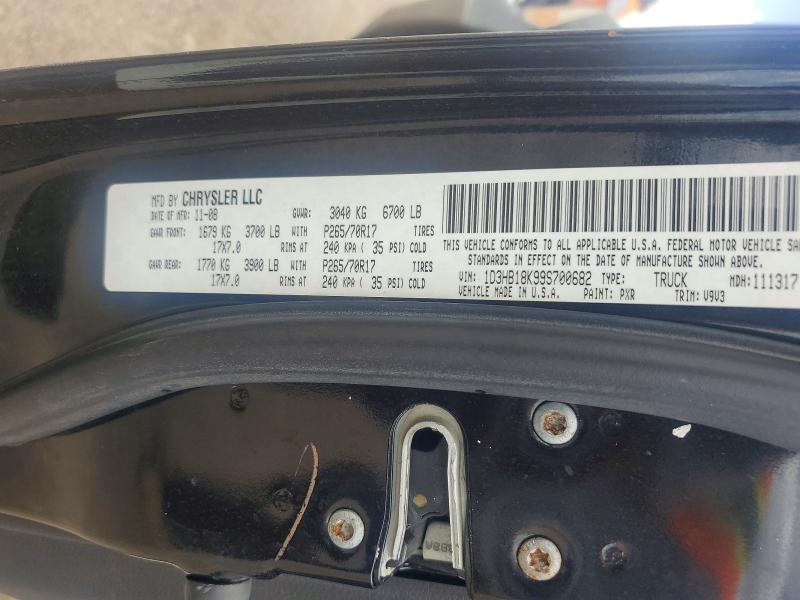 2009 Dodge Ram 1500 მანქანა იყიდება აუქციონზე, vin: 1D3HB18K99S700682, აუქციონის ნომერი: 56700396