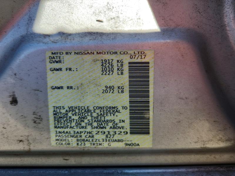 57601236 :رقم المزاد ، 1N4AL3AP7HC291329 vin ، 2017 Nissan Altima مزاد بيع