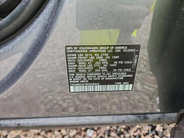 57594046 :رقم المزاد ، 1V2AR2CA7NC528343 vin ، 2022 Volkswagen Atlas مزاد بيع