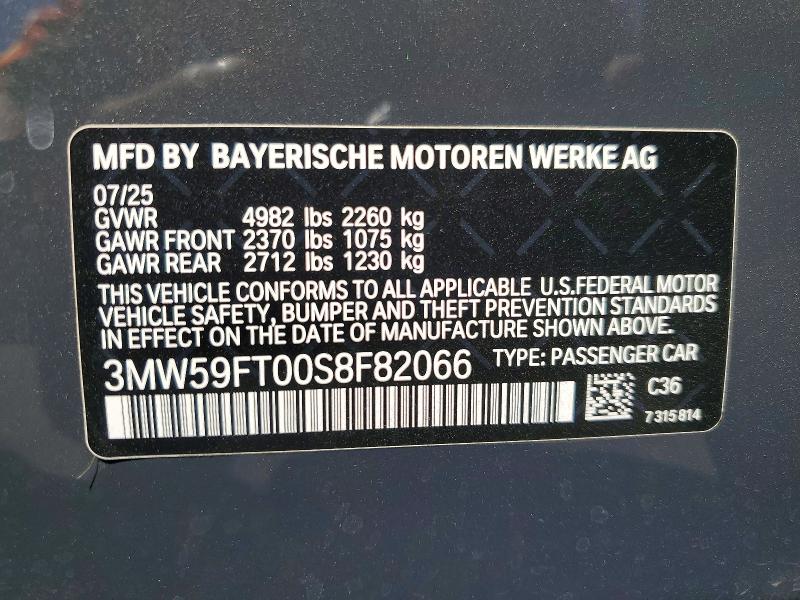 Aukcja sprzedaży 2025 Bmw M340i, vin: 3MW59FT00S8F82066, numer aukcji: 57572826