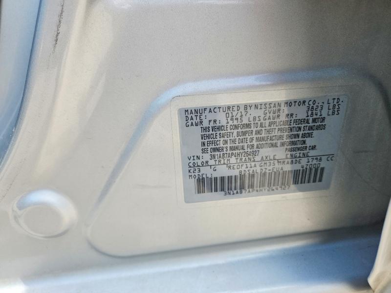 2017 Nissan Sentra მანქანა იყიდება აუქციონზე, vin: 3N1AB7AP4HY264927, აუქციონის ნომერი: 56276986