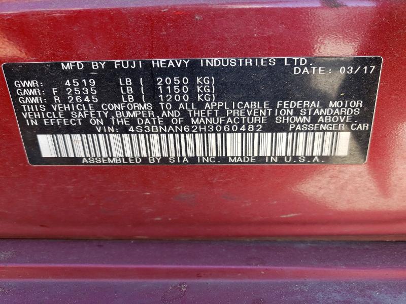 Продажа на аукционе авто 2017 Subaru Legacy, vin: 4S3BNAN62H3060482, номер лота: 56344796