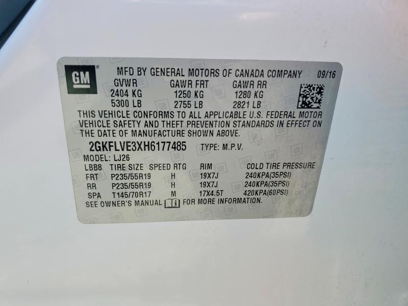 Aukcja sprzedaży 2017 Gmc Terrain, vin: 2GKFLVE3XH6177485, numer aukcji: 56310916