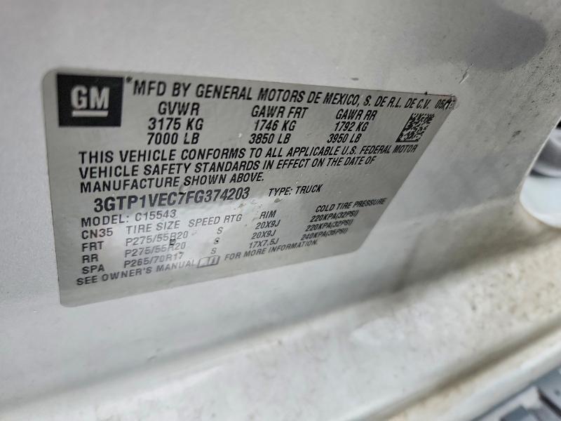 56971076 :رقم المزاد ، 3GTP1VEC7FG374203 vin ، 2015 Gmc Sierra مزاد بيع
