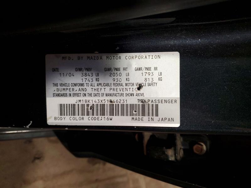 58971466 :رقم المزاد ، JM1BK143X51246231 vin ، 2005 Mazda 3 مزاد بيع