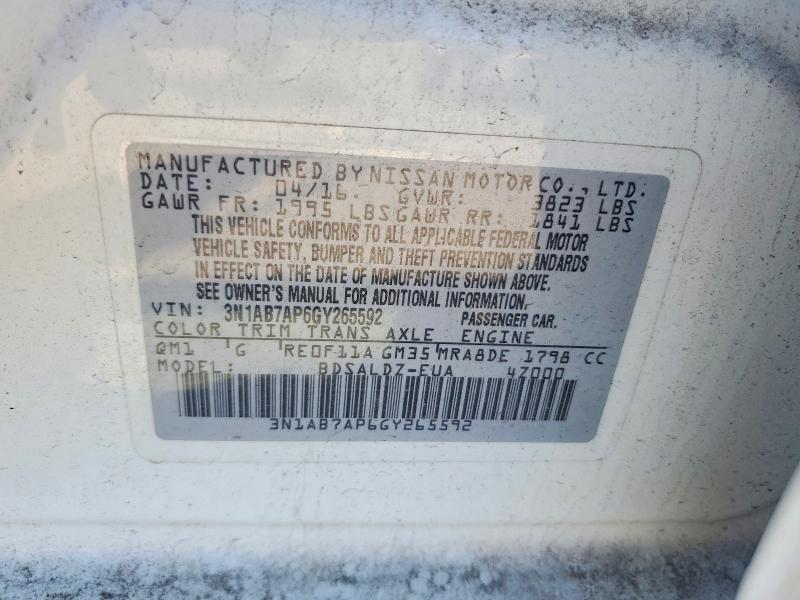 Aukcja sprzedaży 2016 Nissan Sentra, vin: 3N1AB7AP6GY265592, numer aukcji: 55883656
