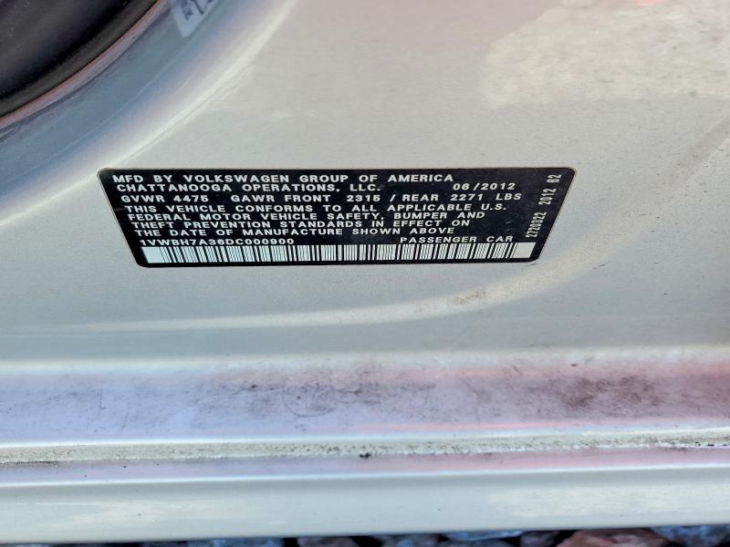 2013 Volkswagen Passat მანქანა იყიდება აუქციონზე, vin: 1VWBH7A36DC000900, აუქციონის ნომერი: 59117176
