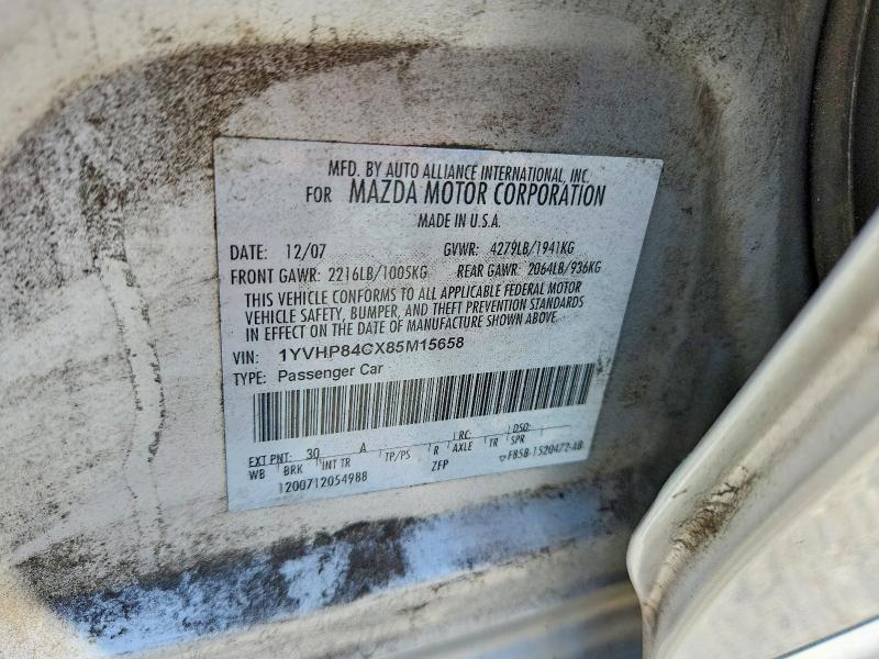 58211206 :رقم المزاد ، 1YVHP84CX85M15658 vin ، 2008 Mazda 6 مزاد بيع