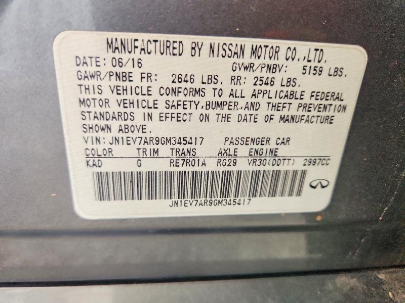2016 Infiniti Q50 მანქანა იყიდება აუქციონზე, vin: JN1EV7AR9GM345417, აუქციონის ნომერი: 56740376