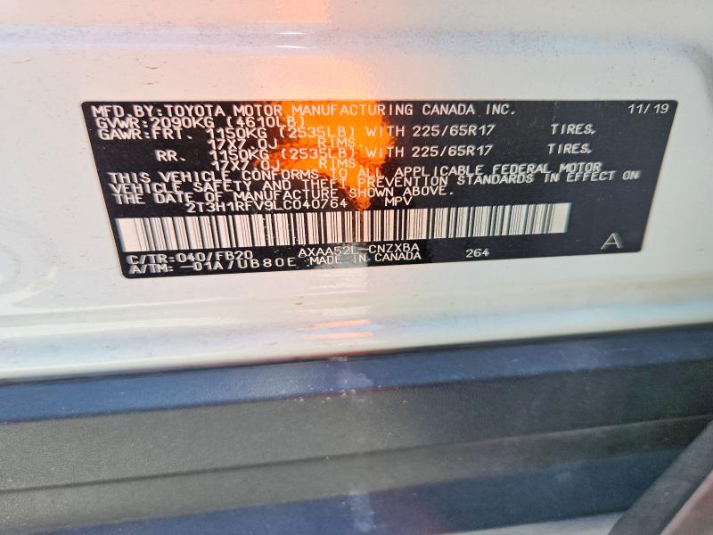2020 Toyota Rav4 მანქანა იყიდება აუქციონზე, vin: 2T3H1RFV9LC040764, აუქციონის ნომერი: 58190176