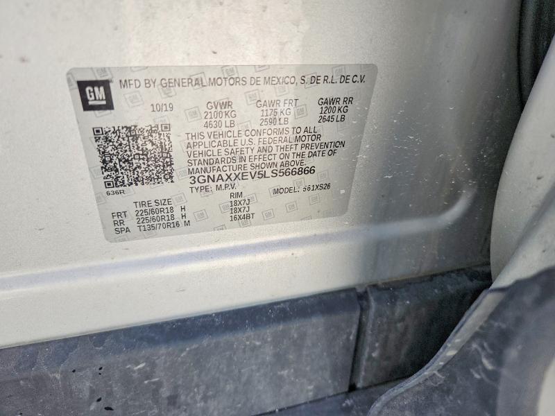 Aukcja sprzedaży 2020 Chevrolet Equinox, vin: 3GNAXXEV5LS566866, numer aukcji: 56797376