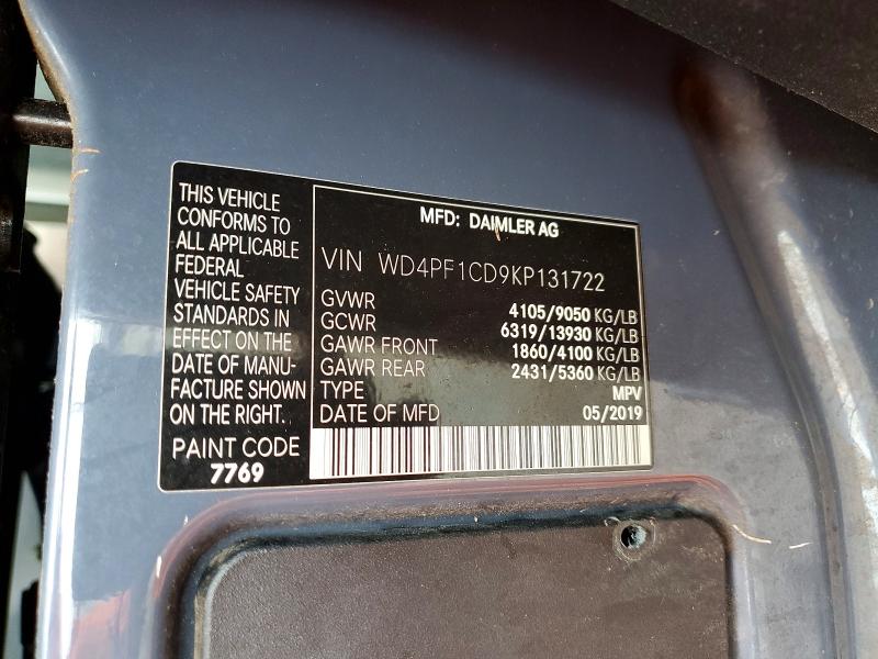 Aukcja sprzedaży 2019 Mercedes-benz Sprinter, vin: WD4PF1CD9KP131722, numer aukcji: 58956806