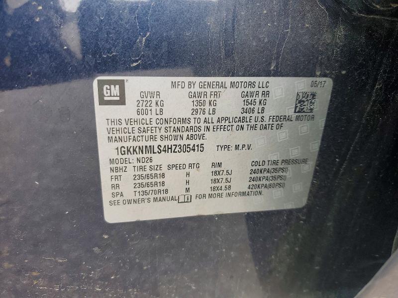 2017 Gmc Acadia მანქანა იყიდება აუქციონზე, vin: 1GKKNMLS4HZ305415, აუქციონის ნომერი: 56436816